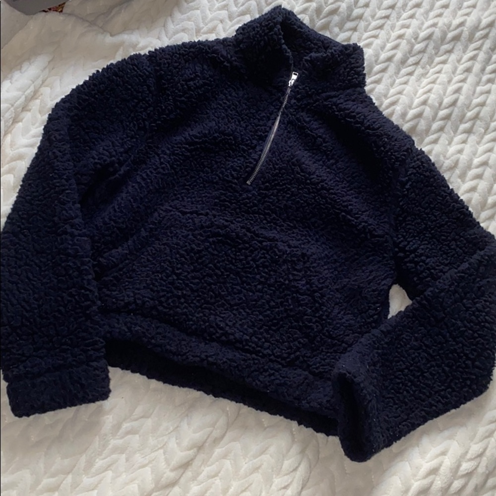 Garage fluffy sweater with quarter zip